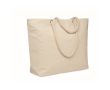 Effen katoenen strandkoeltas met touwhengsels 220 g/m2 kleur beige