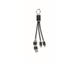 2-in-1 sleutelhanger met oplaadkabel met 3 aansluitingen kleur zwart