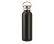 Thermische waterfles met logo en draagring kleur zwart