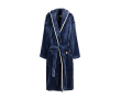 Luxe badstof badjas met capuchon en ceintuur kleur marineblauw