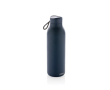 BPA-vrije thermische drinkfles met logo en draaglus kleur marineblauw