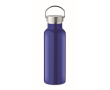 Anti-lek fles van gerecycled staal met handvatdop 500 ml kleur blauw