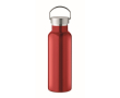 Anti-lek fles van gerecycled staal met handvatdop 500 ml kleur rood