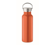 Anti-lek fles van gerecycled staal met handvatdop 500 ml kleur oranje