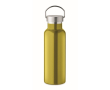 Anti-lek fles van gerecycled staal met handvatdop 500 ml kleur limoen groen
