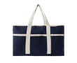 Gerecycled katoenen strandtas met handdoekhouder inbegrepen 500 g/m2 kleur marineblauw