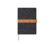 Notitieboekje van gerecycled canvas, A5 vellen met magneetstrip kleur zwart