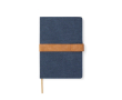 Notitieboekje van gerecycled canvas, A5 vellen met magneetstrip kleur marineblauw