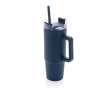 Thermosbeker van gerecycled plastic met deksel met 3 standen, 900 ml kleur marineblauw