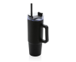 Thermosbeker van gerecycled plastic met deksel met 3 standen, 900 ml kleur zwart