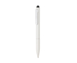 Balpen van gerecycled aluminium met stylus en blauwe inkt kleur wit