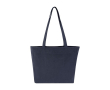 Boodschappentas van gerecycled katoen met ritssluiting 500 g/m2 kleur marineblauw