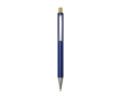 Balpen van gerecycled aluminium met blauwe drukknopinkt van bamboe kleur marineblauw
