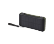 Powerbank van gerecycled plastic met slinger en kabels 10.000 mAh kleur miliair groen