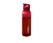 Transparante gerecyclede plastic fles met handvat op de deksel 650ml kleur rood