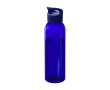 Transparante gerecyclede plastic fles met handvat op de deksel 650ml kleur blauw