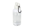 Transparante gerecyclede plastic fles met karabijnhaak 400ml kleur wit