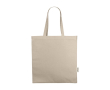Boodschappentas van gerecycled katoen met korte hengsels 220 g/m2 kleur naturel