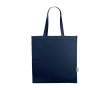 Boodschappentas van gerecycled katoen met korte hengsels 220 g/m2 kleur marineblauw