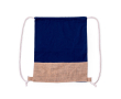 Rugzakje van 100% katoen met trekkoord en jute basis 120g/m2 kleur marineblauw