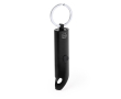 Zaklamp van gerecycled aluminium met opener en karabijnhaak kleur zwart
