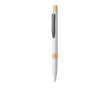 Aluminium pen met bamboedetail en blauwe inkt kleur wit