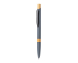 Aluminium pen met bamboedetail en blauwe inkt kleur grijs