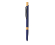 Aluminium pen met bamboedetail en blauwe inkt kleur marineblauw