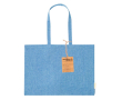 Tas van 100% gerecycled katoen met lange handvaten, 220 g/m2 kleur blauw