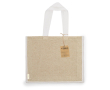 Tas van gerecycled katoen en jute met lange hengsels, 140 g/m2 kleur naturel