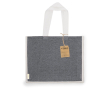 Tas van gerecycled katoen en jute met lange hengsels, 140 g/m2 kleur zwart
