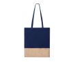 Kleurrijk tasje van 100% katoen met jute basis 120g/m2 kleur marineblauw