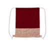 Rugzakje van 100% katoen met trekkoord en jute basis 120g/m2 kleur bordeaux
