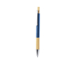 Aluminium balpen met drukknop en bamboedetail, blauwe inkt kleur blauw