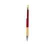 Aluminium balpen met drukknop en bamboedetail, blauwe inkt kleur rood
