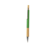 Aluminium balpen met drukknop en bamboedetail, blauwe inkt kleur groen