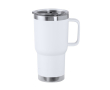 Dubbelwandige RVS beker met stevig handvat 600ml kleur wit