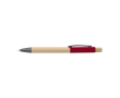 Bamboe pen met kleurdetails in aluminium, blauwe inkt kleur rood