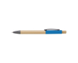 Bamboe pen met kleurdetails in aluminium, blauwe inkt kleur lichtblauw