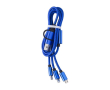 Nylon oplaadkabel met kleuren en drie verschillende aansluitingen kleur ultramarijn blauw