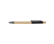 Bamboe pen met kleurdetails in aluminium, blauwe inkt kleur zwart