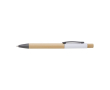 Bamboe pen met kleurdetails in aluminium, blauwe inkt kleur wit