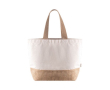 Gerecycled katoenen tas met jute bodem en handvat 320 g/m2 kleur naturel