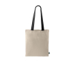 Fairtrade katoenen tas met lange zwarte handvatten 140 g/m2 kleur zwart