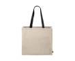 Fairtrade katoenen tas met lange zwarte handvatten 280 g/m2 kleur zwart