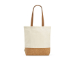 Katoenen tas met lange handvatten en kurken bodem 180 g/m2 kleur naturel