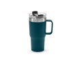Thermosbeker van gerecycled roestvrij staal met draaideksel 580ml kleur petrol blauw