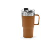 Thermosbeker van gerecycled roestvrij staal met draaideksel 580ml kleur camel