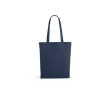 Tas van gerecycled katoen en RPET met lange handvatten 220 g/m2 kleur marineblauw