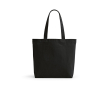 Tas van gerecycled katoen en RPET met lange handvatten 280 g/m2 kleur zwart